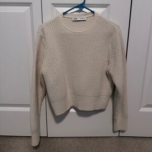 Zara Off-White Crew Neck Sweater